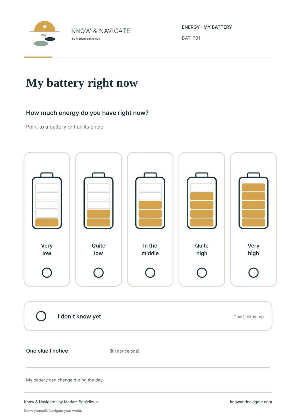 Preview of worksheet BAT-F01 ‘My battery right now’, page 1 of 1